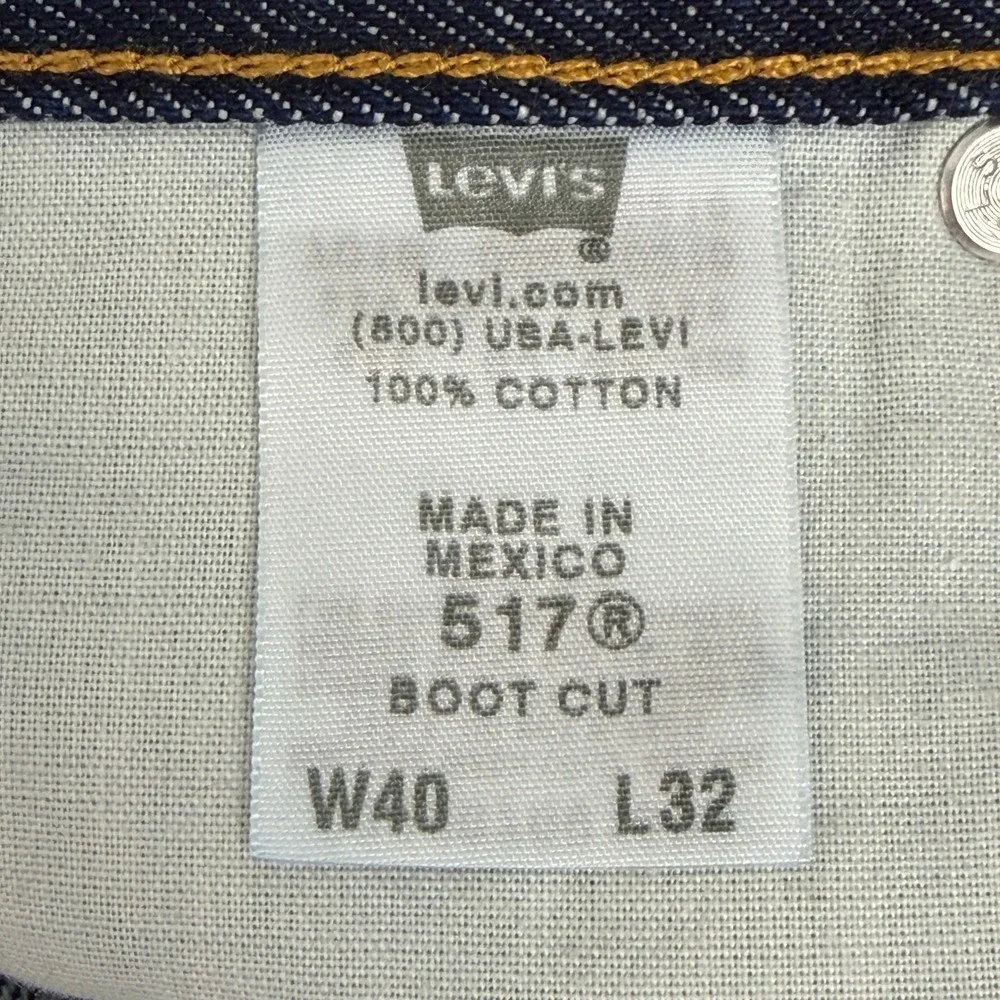 Vintage Levi's 517 BOOTCUT Jeans Mens 40x32 Cotton Dark Wash Indigo Blue Denim
